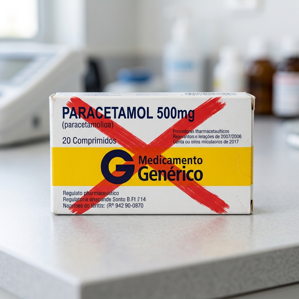 Caixa de remédio com um X vermelho proporcional